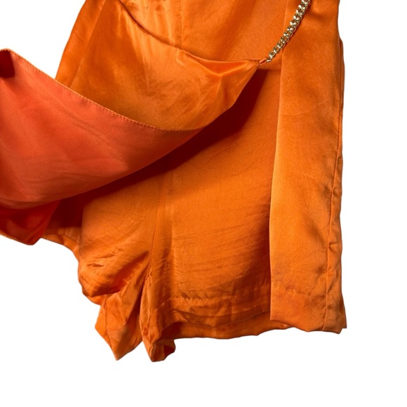 Amanda Uprichard X Stilla Gold-tone Chain Detail Sheen Skort in Fire Size M - Picture 8 of 9